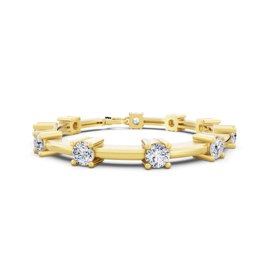 14K Yellow Gold Round Cut Diamond Station Bracelet - Main
