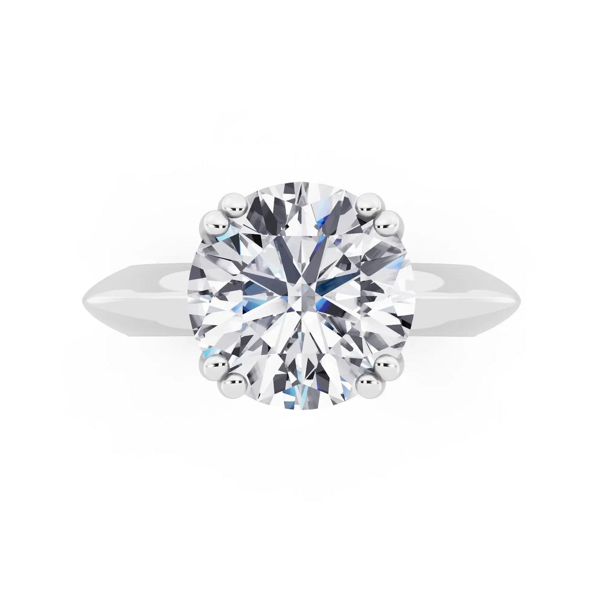Platinum Round Cut Diamond Solitaire Ring with Knife Edge Band - top angle