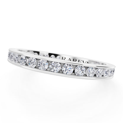 10K White Gold Round Cut Diamond Channel Set Eternity Band - 2.3mm - Close up
