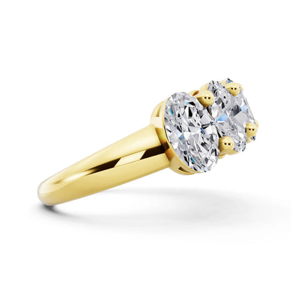 10K Yellow Gold Seven Stone Oval Cut Diamond Half Eternity Wedding Band - 2.6mm - Side