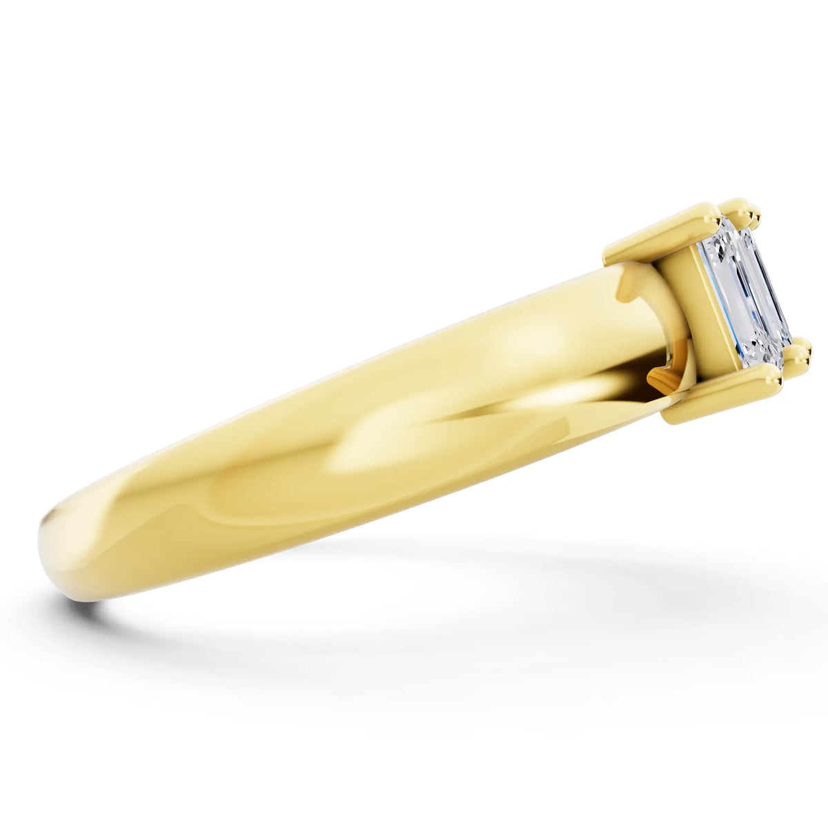 10K Yellow Gold Seven Stone Emerald Cut Diamond Half Eternity Wedding Band - 1.8mm - Side