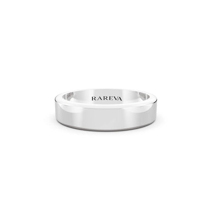 Platinum Men's Flat Wedding Band - 4.5mm - Front