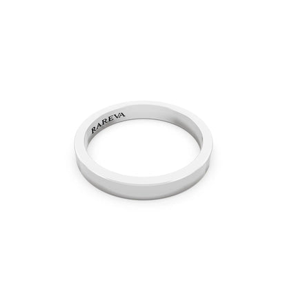 10K White Gold Men's Soft Edge Flat Wedding Band - 3mm - Left