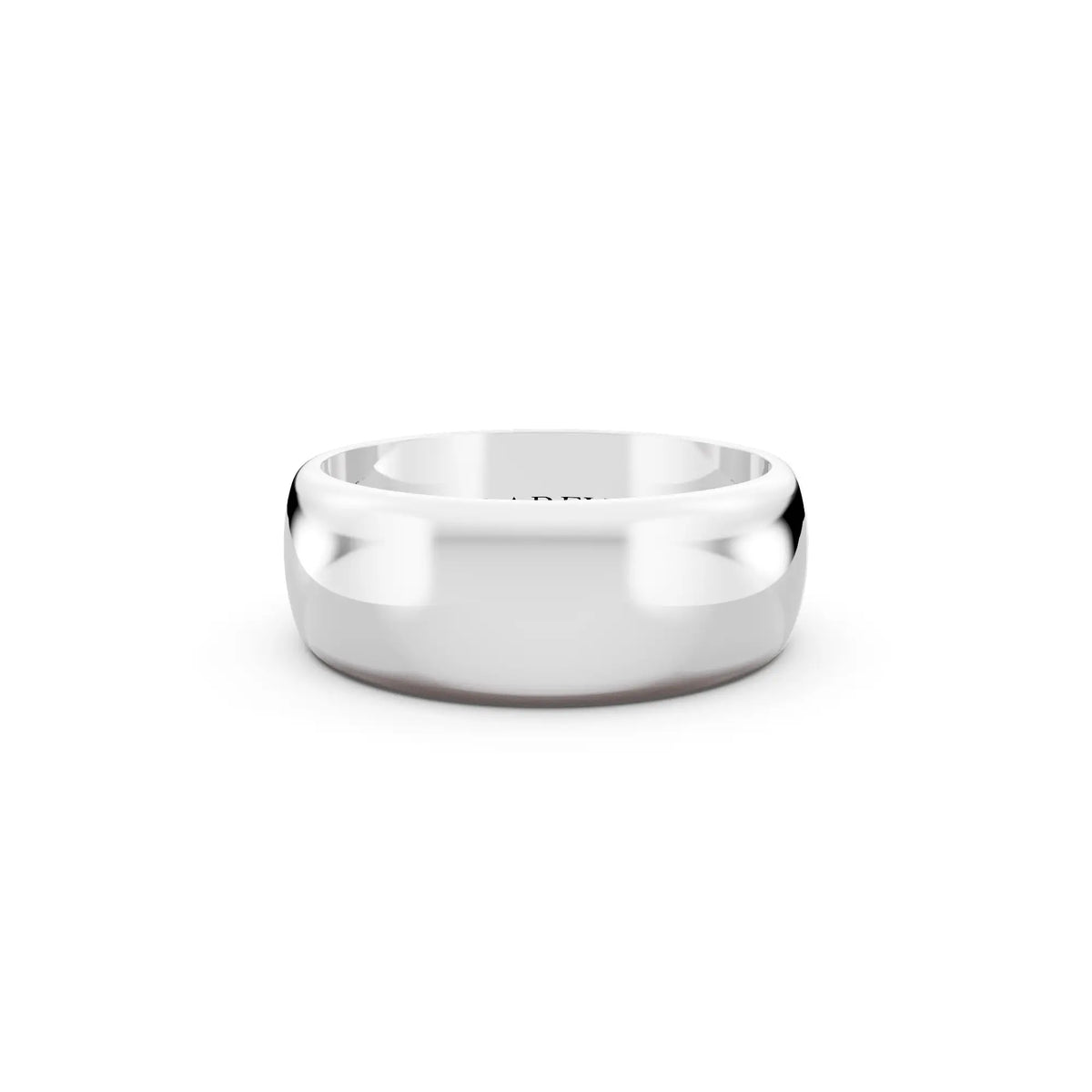 10K White Gold Men's Classic Dome Wedding Band - 7mm - Front