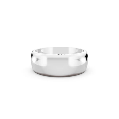10K White Gold Men's Classic Dome Wedding Band - 7mm - Front