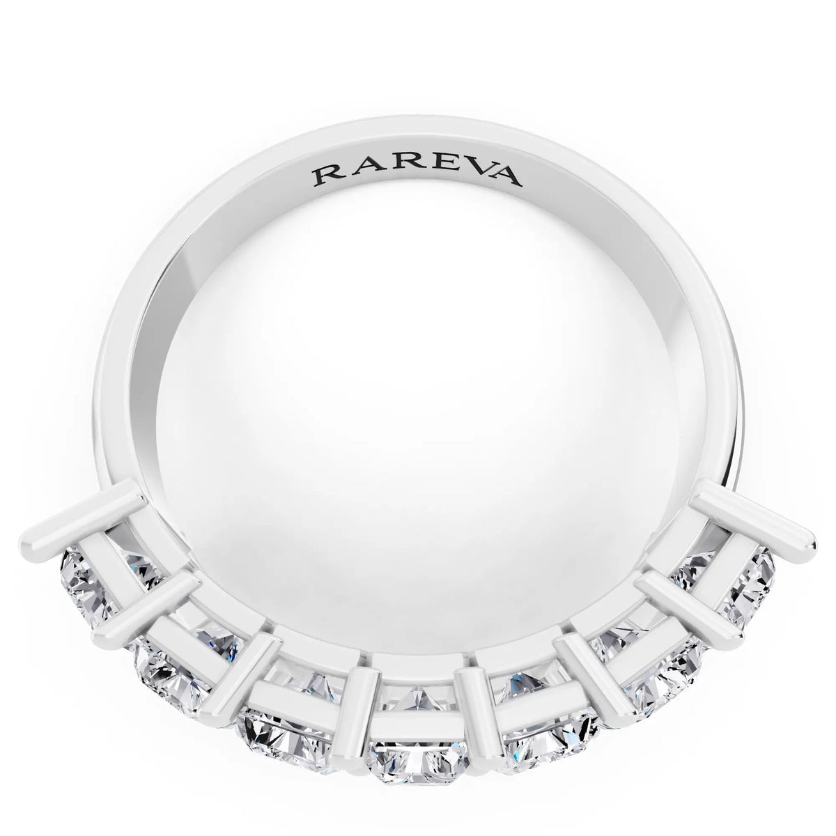 Platinum Seven Stone Radiant Cut Diamond Half Eternity Wedding Band - 2.4mm - Top