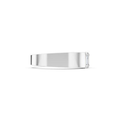 Silver Men's Four Stone Emerald Cut Diamond Band - 3.5mm - Side