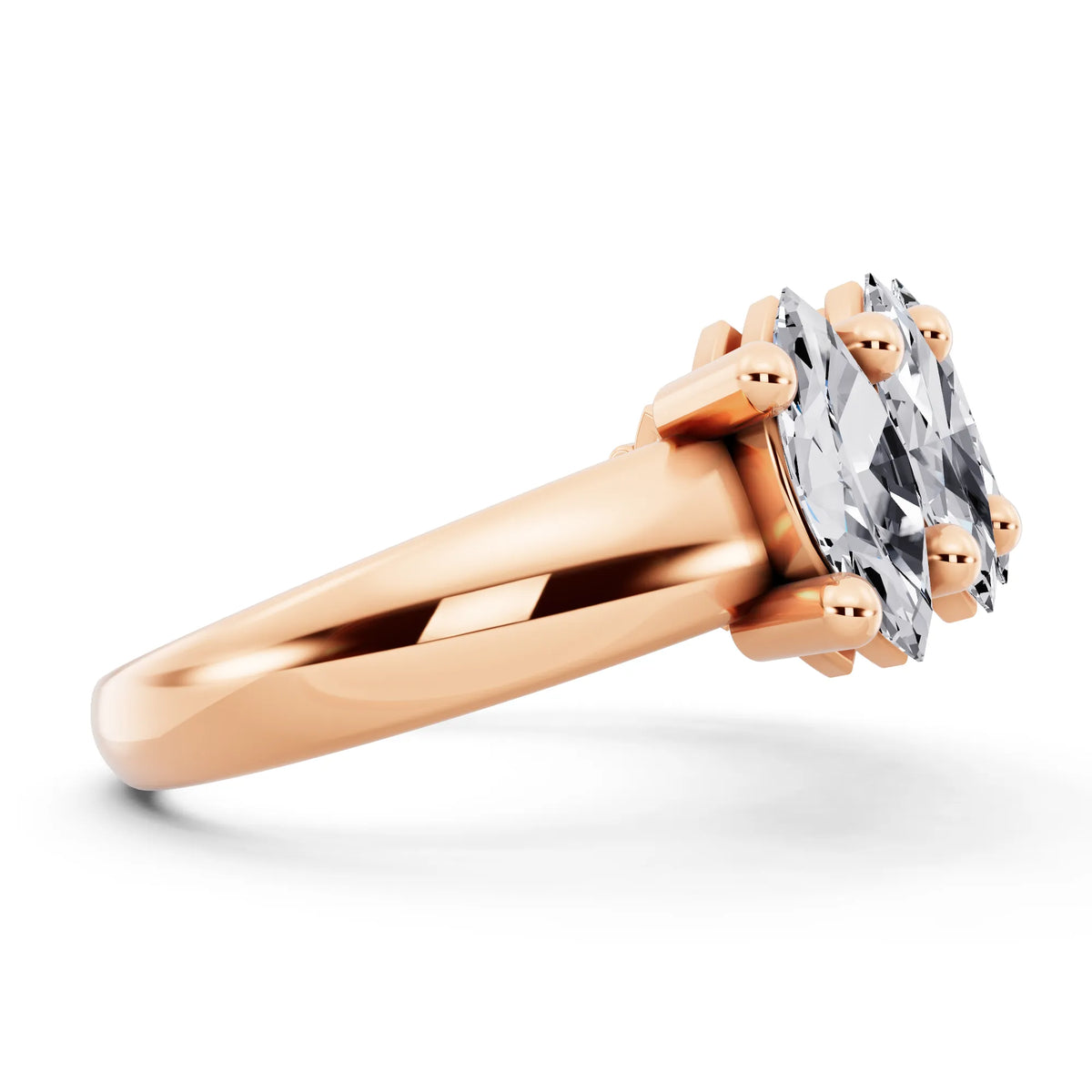 10K Rose Gold Seven Stone Marquise Cut Diamond Half Eternity Wedding Band - 2.2mm - Side