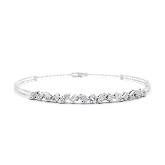 Platinum Multi Shape Diamond Chain Bracelet - Main