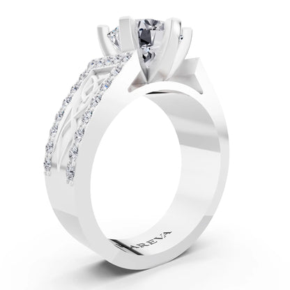 Platinum Round Cut Diamond Solitaire Ring with Celtic Knot Band - Top view