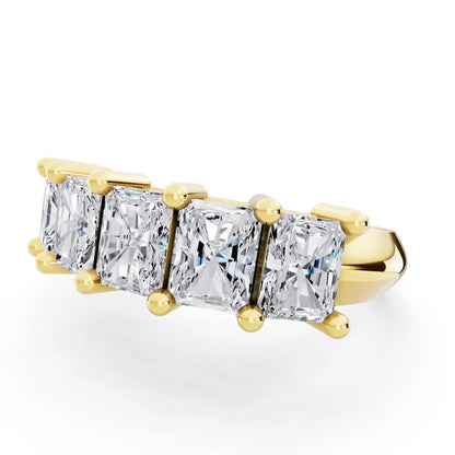10K Yellow Gold Five Stone Radiant Cut Diamond Half Eternity Wedding Band - 2.7mm - Close up