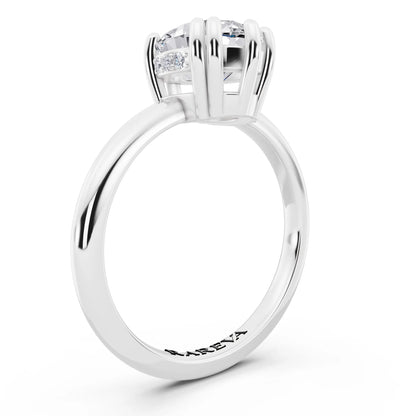 Platinum Oval Cut Diamond Solitaire Ring with Hidden Accent Basket - top view
