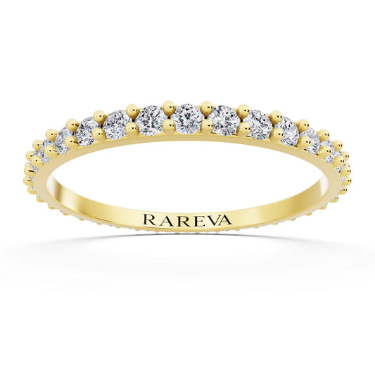 14K Yellow Gold Round Cut Diamond 4 Prong Eternity Band - 1.7mm - Front