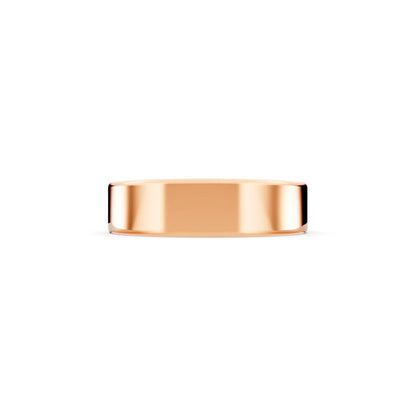 14K Rose Gold Men's Soft Edge Flat Wedding Band - 5mm - Side