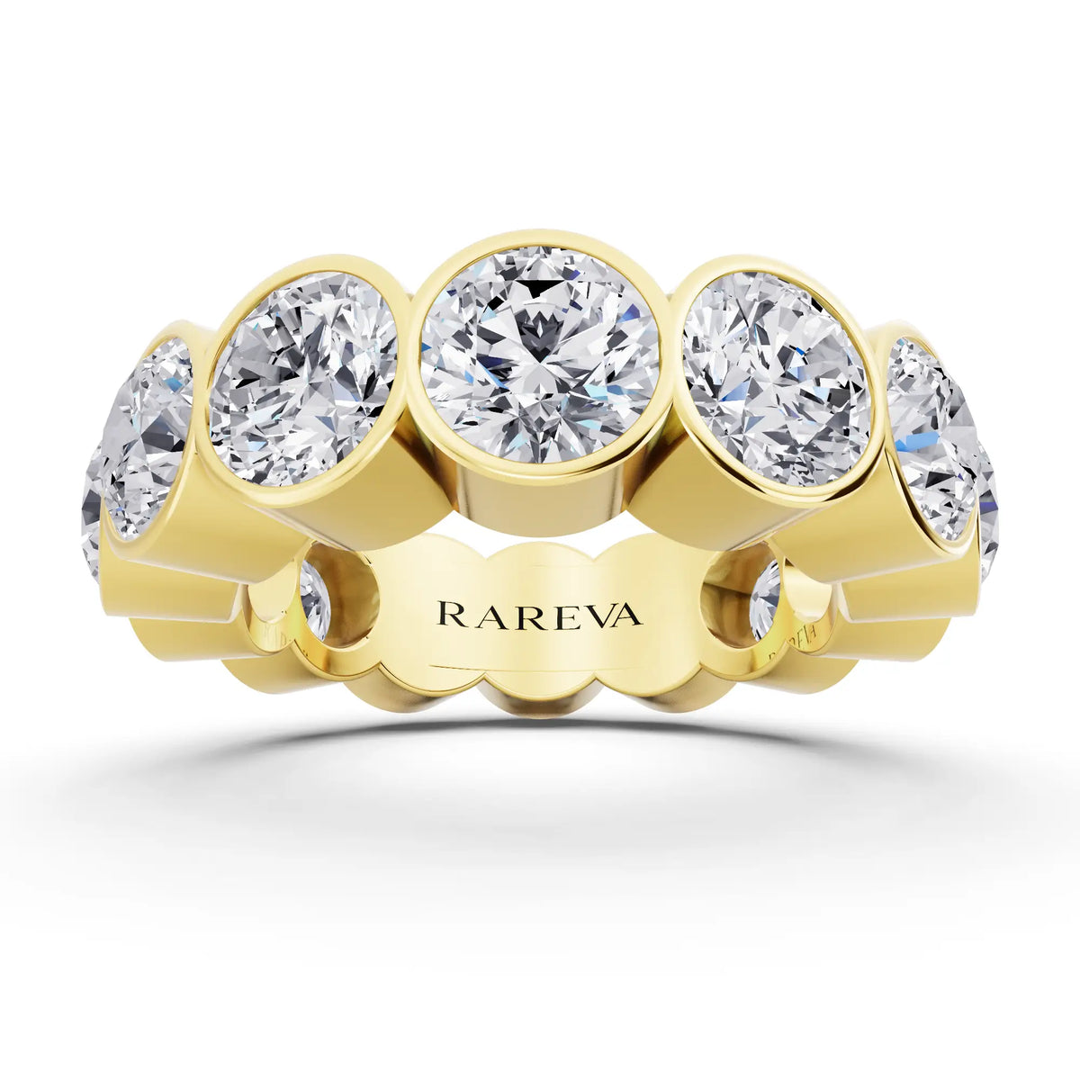 14K Yellow Gold Round Cut Bezel Set Diamond Full Eternity Wedding Band - 5.9mm - Front