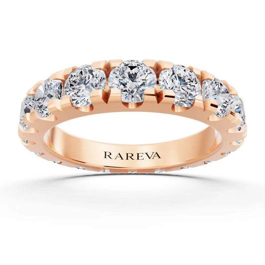 10K Rose Gold Round Cut Diamond Classic Eternity Band - 3.5mm - Front
