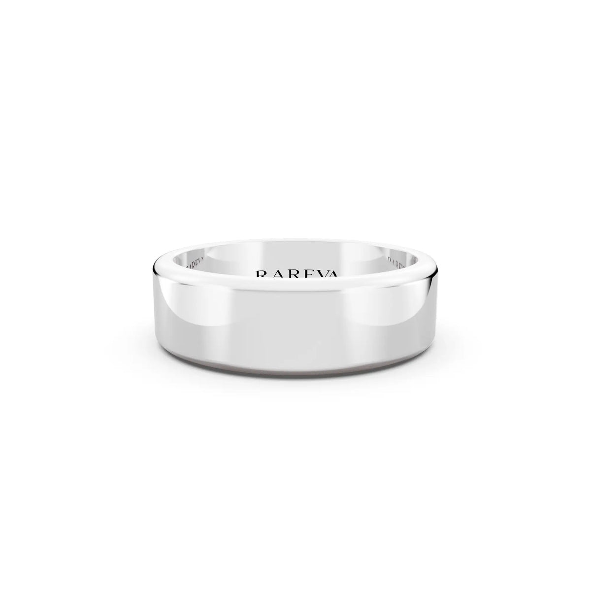 Silver Men's Flat Wedding Band - 6mm - Front