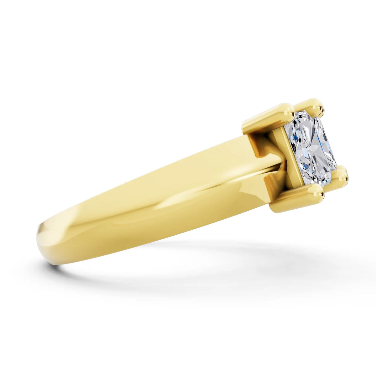 10K Yellow Gold Five Stone Radiant Cut Diamond Half Eternity Wedding Band - 2.7mm - Side