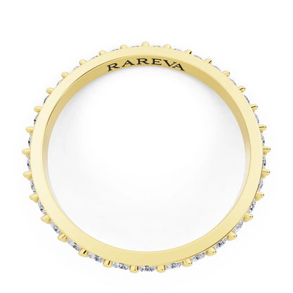 10K Yellow Gold Round Cut Diamond 4 Prong Eternity Band - 1.8mm - Top