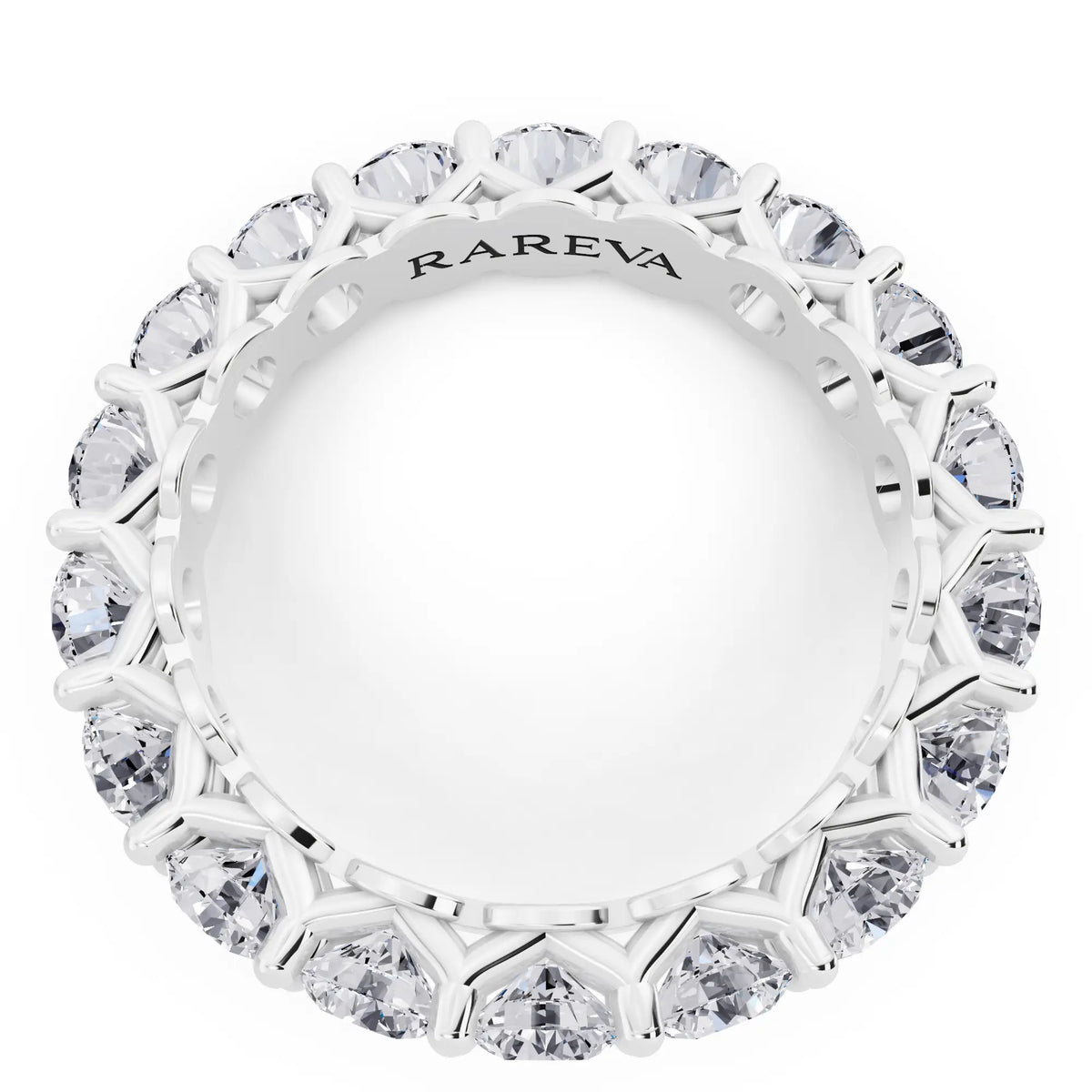 Silver Round Cut Diamond Unity Prong Eternity Band - 3.6mm - Top