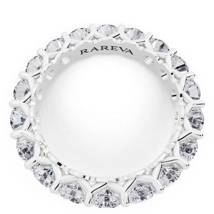 Silver Round Cut Diamond Unity Prong Eternity Band - 3.6mm - Top