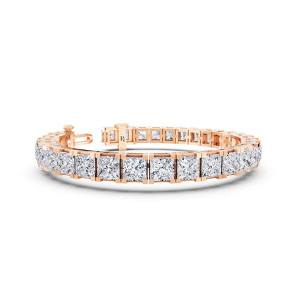 14K Rose Gold Princess Cut Diamond Tennis Bracelet - Top1