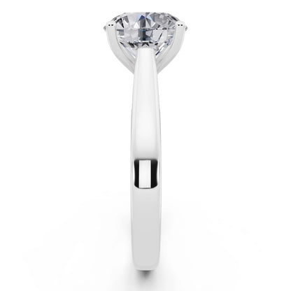 Platinum Round Cut Diamond Solitaire Ring with Hidden Accent - side view