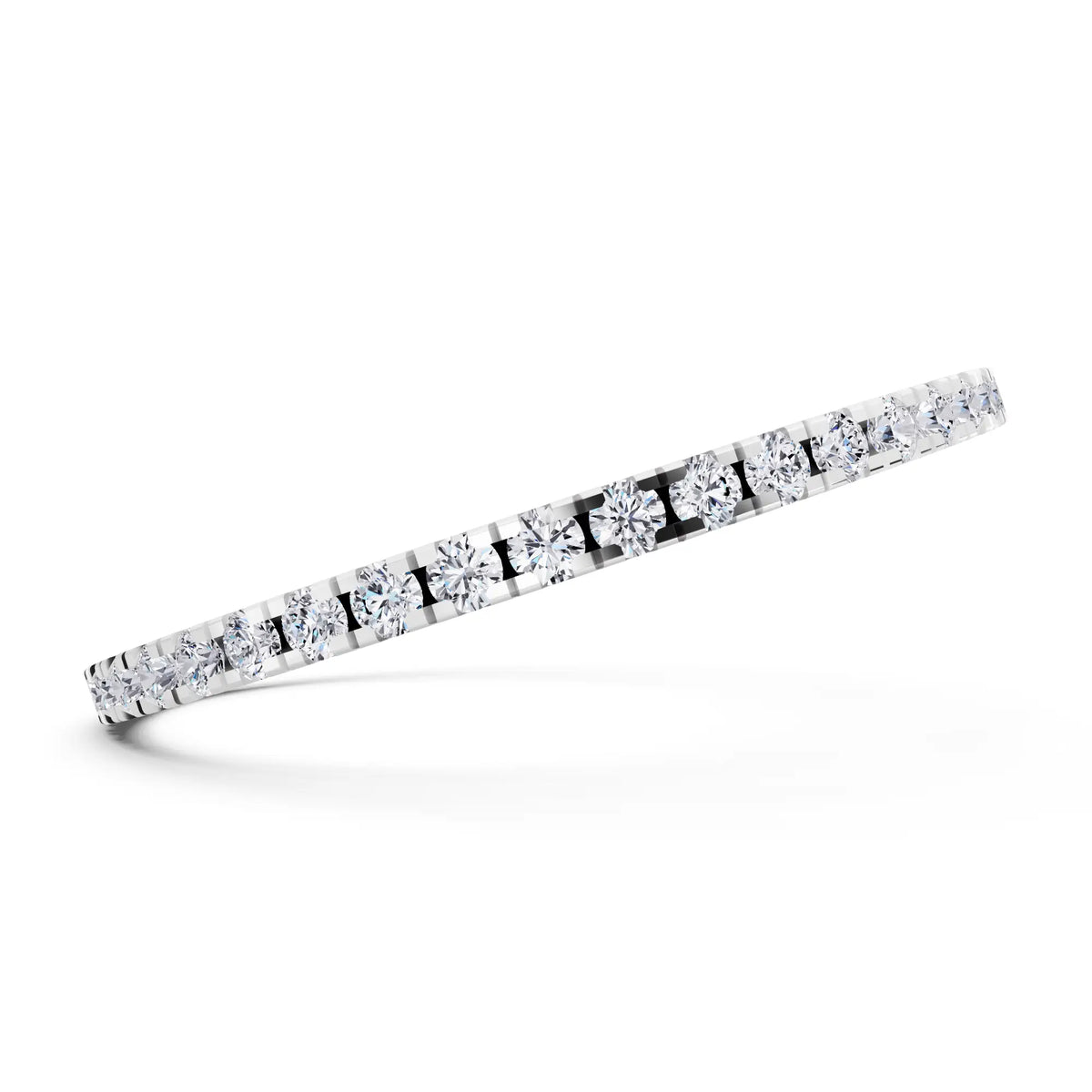 Silver Round Cut Diamond Classic Eternity Band - 1.6mm - Side