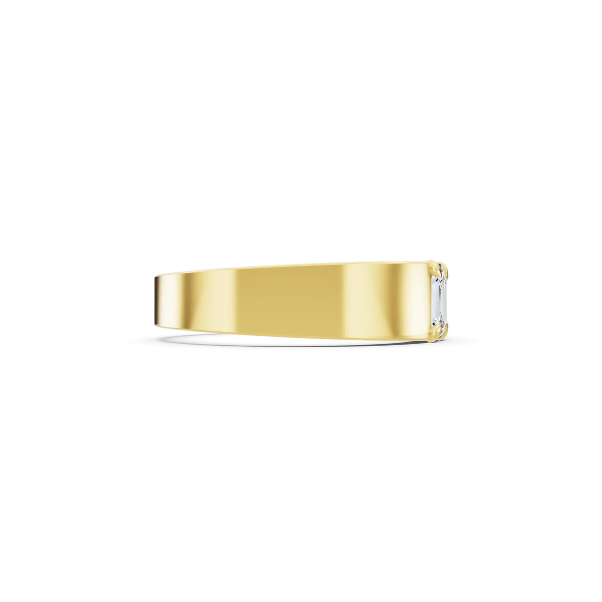 10K Yellow Gold Men's Four Stone Emerald Cut Diamond Band - 3.5mm - Side