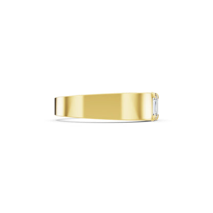 10K Yellow Gold Men's Four Stone Emerald Cut Diamond Band - 3.5mm - Side