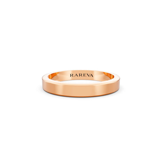10K Rose Gold Men's Flat Wedding Band - 3mm - Front