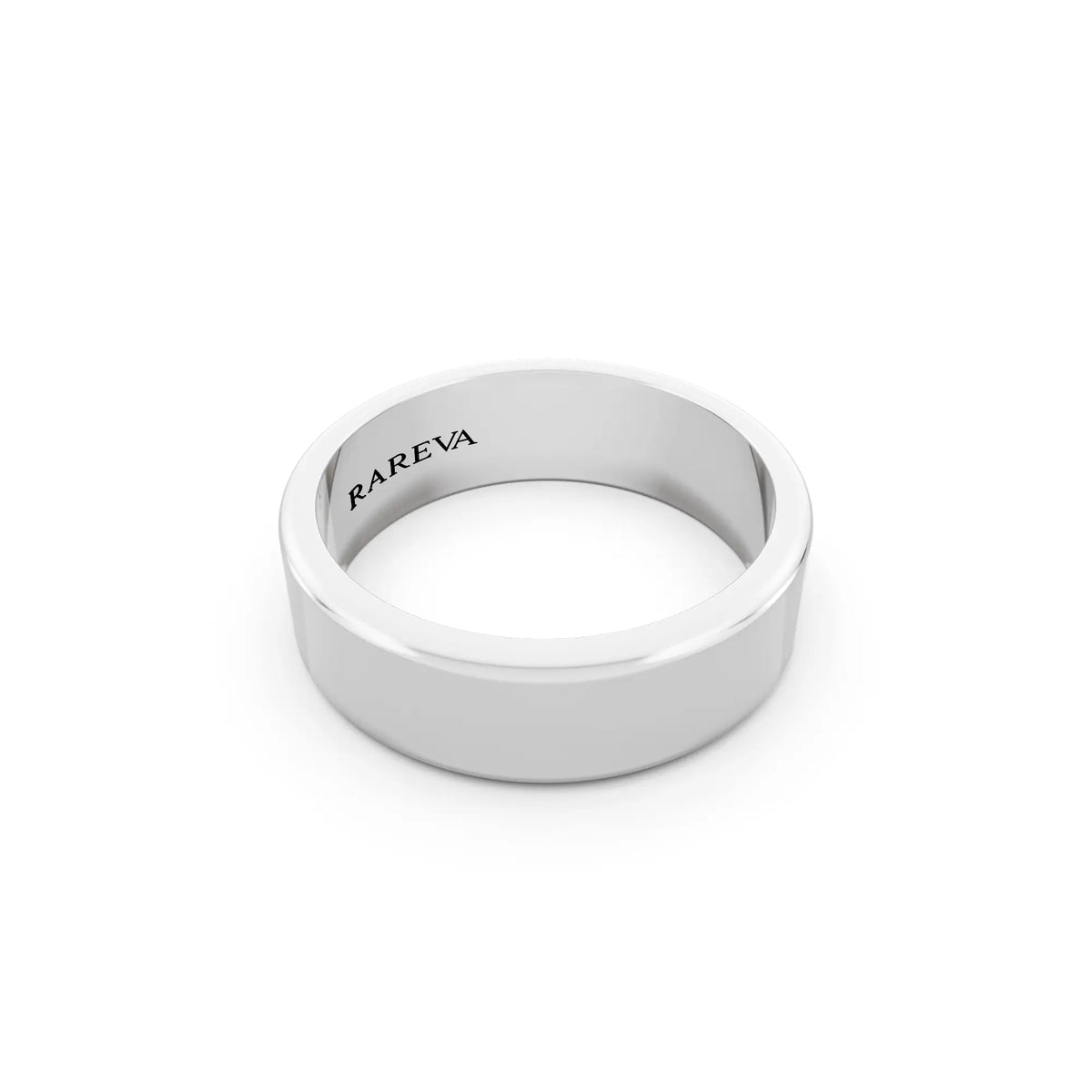 Silver Men's Flat Wedding Band - 6mm - Left