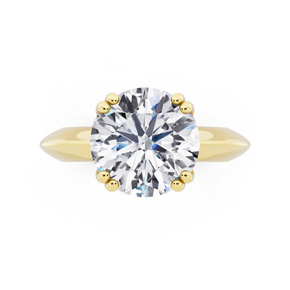 18 KT Yellow Gold Round Cut Diamond Solitaire Ring with Knife Edge Band - top angle