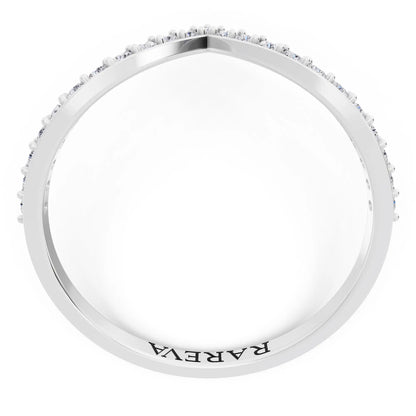 10K White Gold Round Cut Diamond Chevron Curved Band - 1.5mm - Top