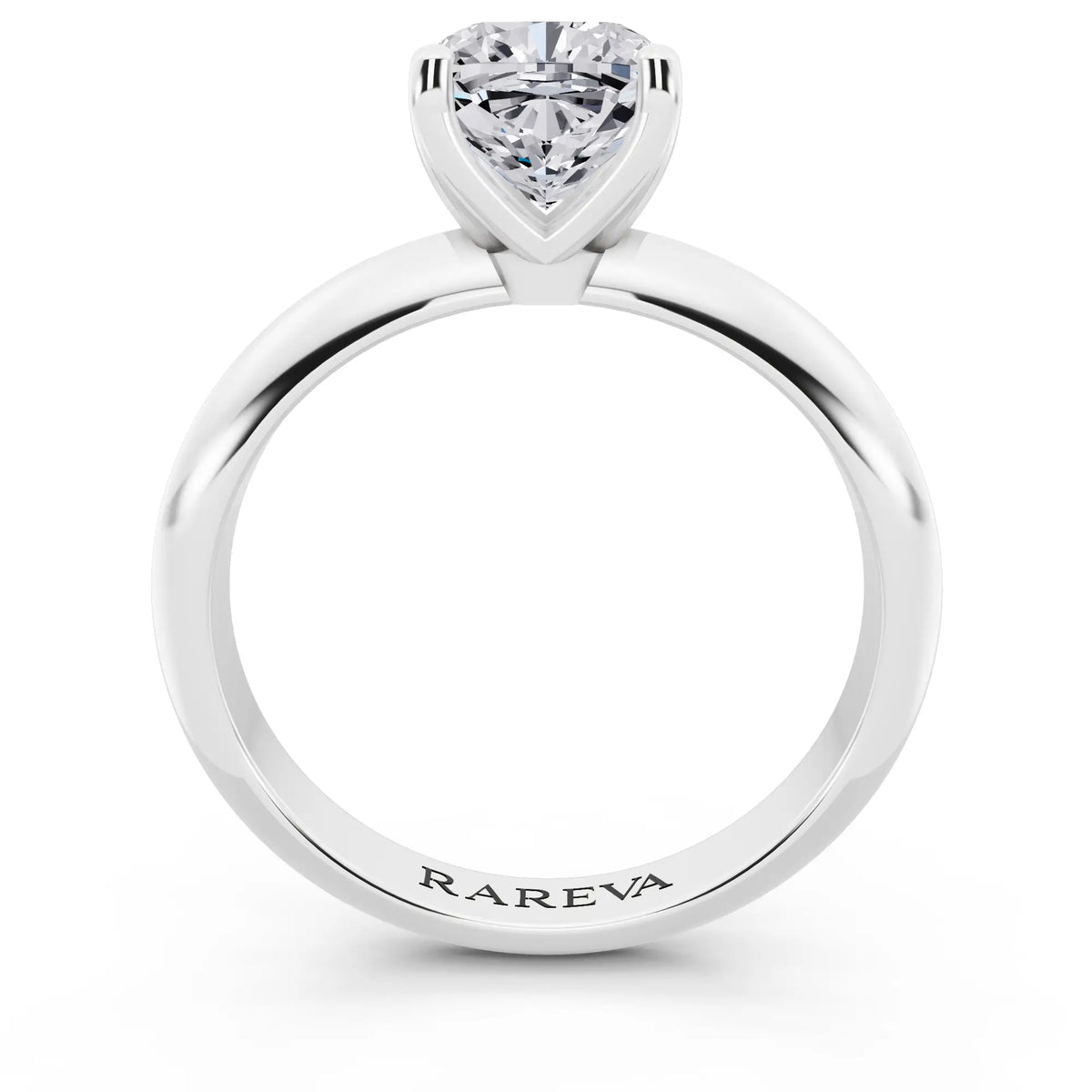 Platinum Cushion Cut Diamond Classic Solitaire Ring - through finger