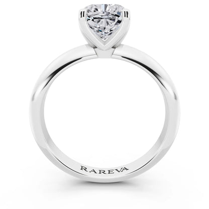 Platinum Cushion Cut Diamond Classic Solitaire Ring - through finger
