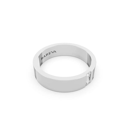 10K White Gold Men's Baguette Cut Diamond Solitaire Band - 5mm - Left