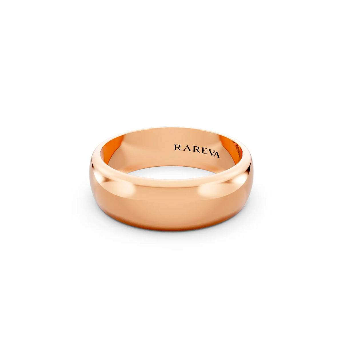 14K Rose Gold Men's Classic Dome Wedding Band - 6mm - Close up