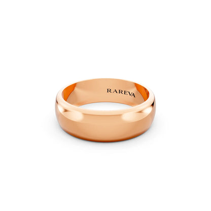 14K Rose Gold Men's Classic Dome Wedding Band - 6mm - Close up
