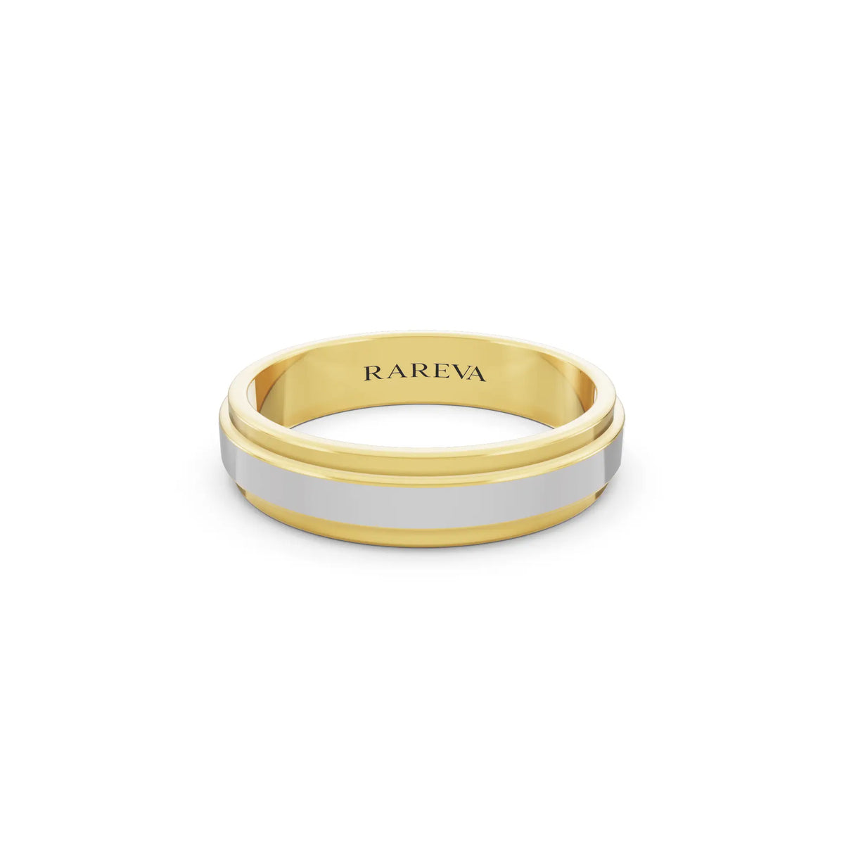 10K Yellow Gold Men's Step Edge Wedding Band - 4.5mm - Front