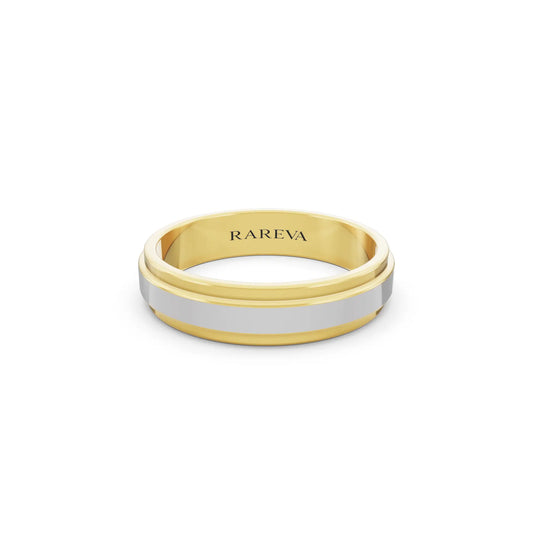 10K Yellow Gold Men's Step Edge Wedding Band - 4.5mm - Front