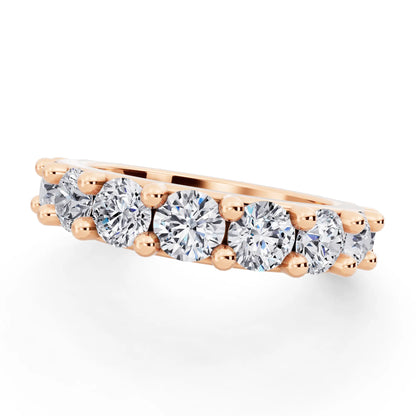 14K Rose Gold Round Cut Diamond 4 Prong Eternity Band - 3.5mm - Close up