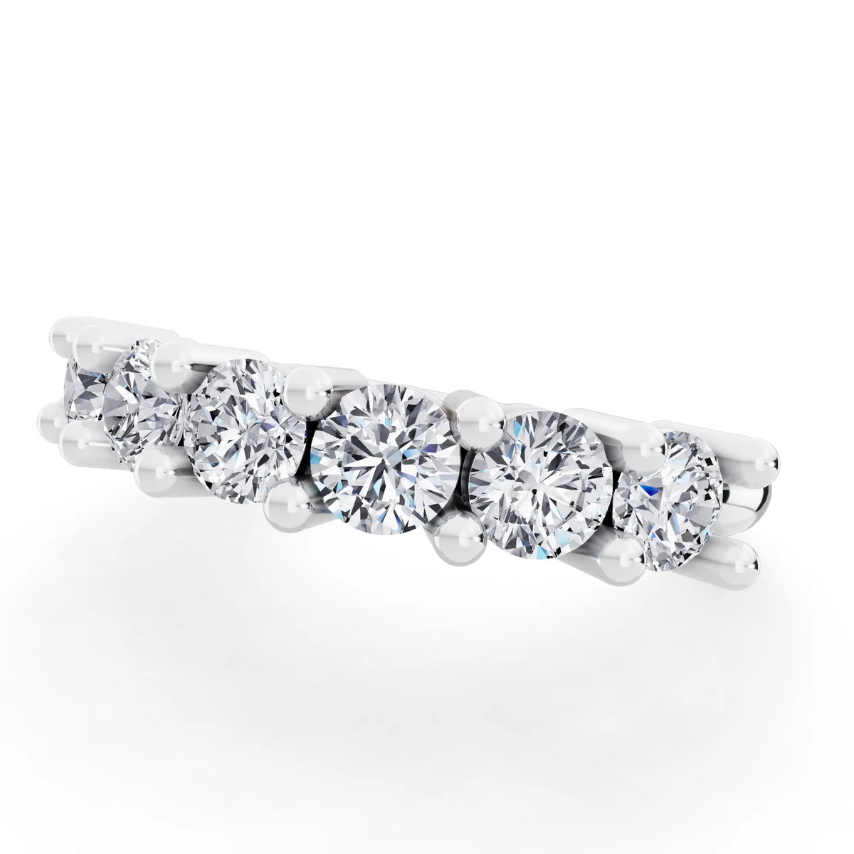 Platinum Seven Stone Round Cut Diamond Half Eternity Wedding Band - 1.8mm - Close up