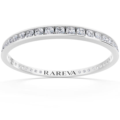 14K White Gold Round Cut Diamond Channel Set Eternity Band - 2.2mm - Front