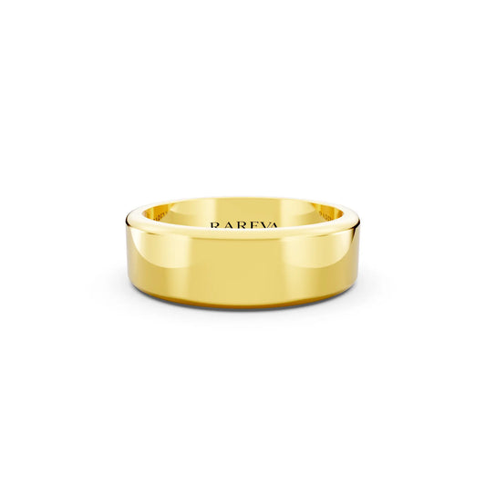 10K Yellow Gold Men's Flat Wedding Band - 6mm - Front