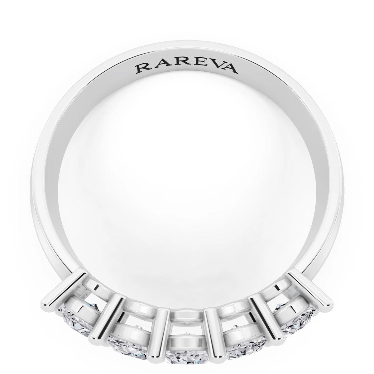 Silver Five Stone Marquise Cut Diamond Half Eternity Wedding Band - 2.5mm - Top