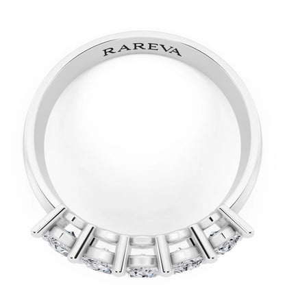 Silver Five Stone Marquise Cut Diamond Half Eternity Wedding Band - 2.5mm - Top