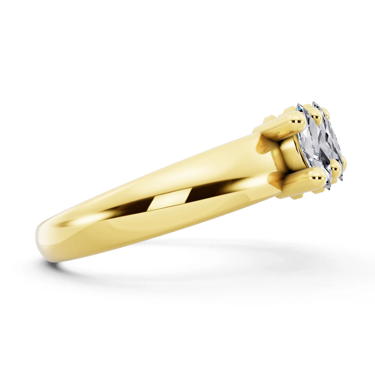 10K Yellow Gold Seven Stone Marquise Cut Diamond Half Eternity Wedding Band - 1.8mm - Side