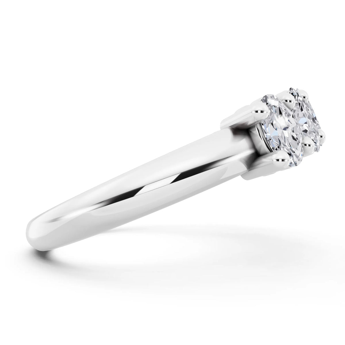 14K White Gold Seven Stone Oval Cut Diamond Half Eternity Wedding Band - 1.8mm - Side