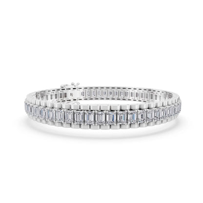 Silver Emerald Cut Diamond Tennis Bracelet - Top1